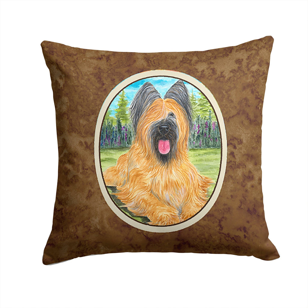 Briard Decorative Throw Pillow 14x14 Indoor Outdoor Accent Cushion, Fabric Cover with Insert for Sofa, Bed, Porch & Living Room