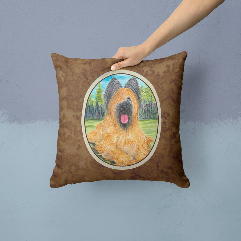 Briard Decorative Throw Pillow 14x14 Indoor Outdoor Accent Cushion, Fabric Cover with Insert for Sofa, Bed, Porch & Living Room