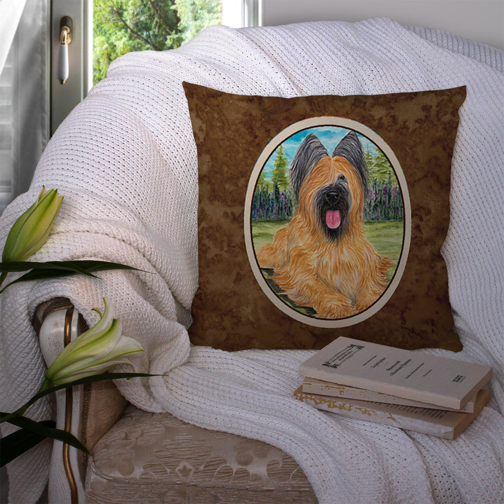 Briard Decorative Throw Pillow 14x14 Indoor Outdoor Accent Cushion, Fabric Cover with Insert for Sofa, Bed, Porch & Living Room