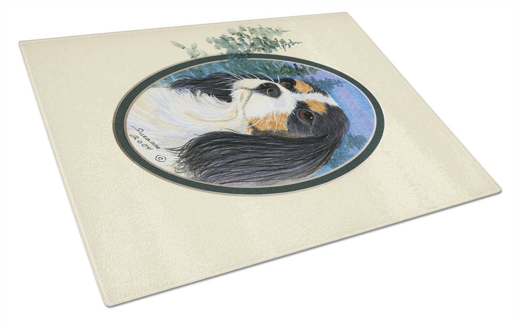 Cavalier Spaniel Cutting Board Tempered Glass Kitchen Cutting Surface, Heat Resistant Chopping, Non-Slip Feet, Food Prep & Serving