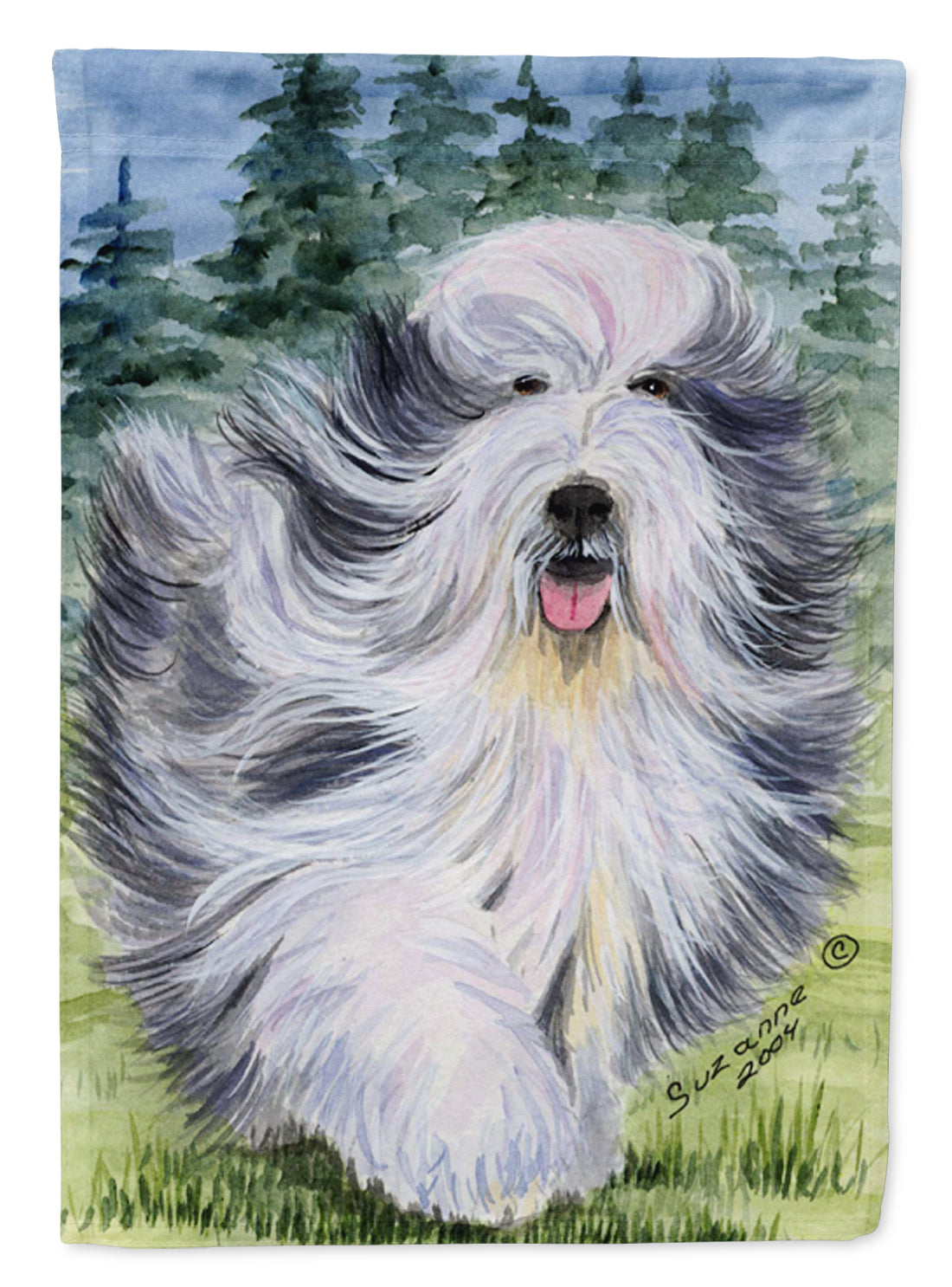 Bearded Collie House Flag 28x40 Porch Sleeve Pole Decorative Outside Yard Banner Artwork Wall Hanging, Polyester