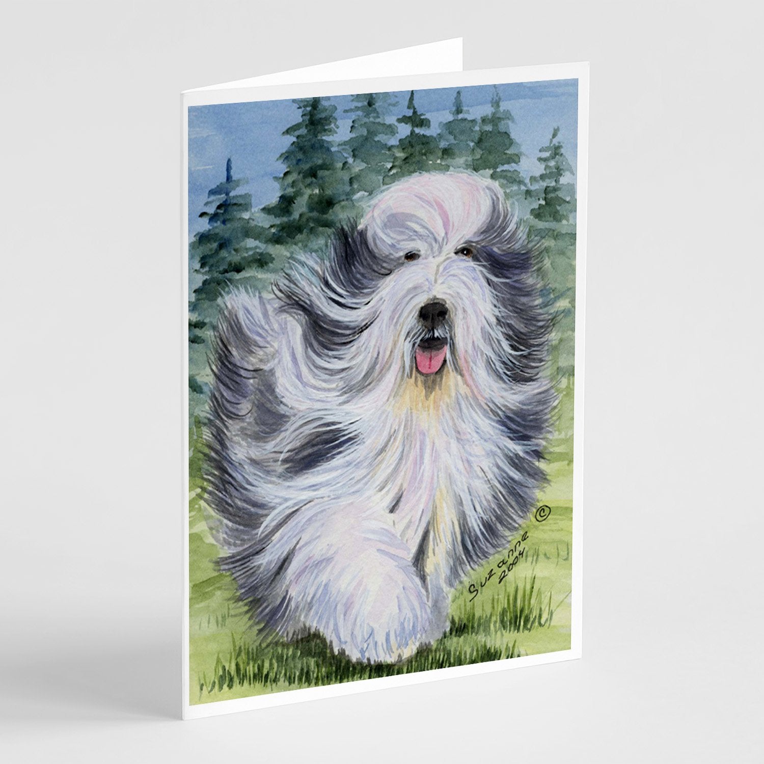 Bearded Collie Greeting Cards Pack of 8 Blank Cards with Envelopes Whimsical A7 Size 5x7