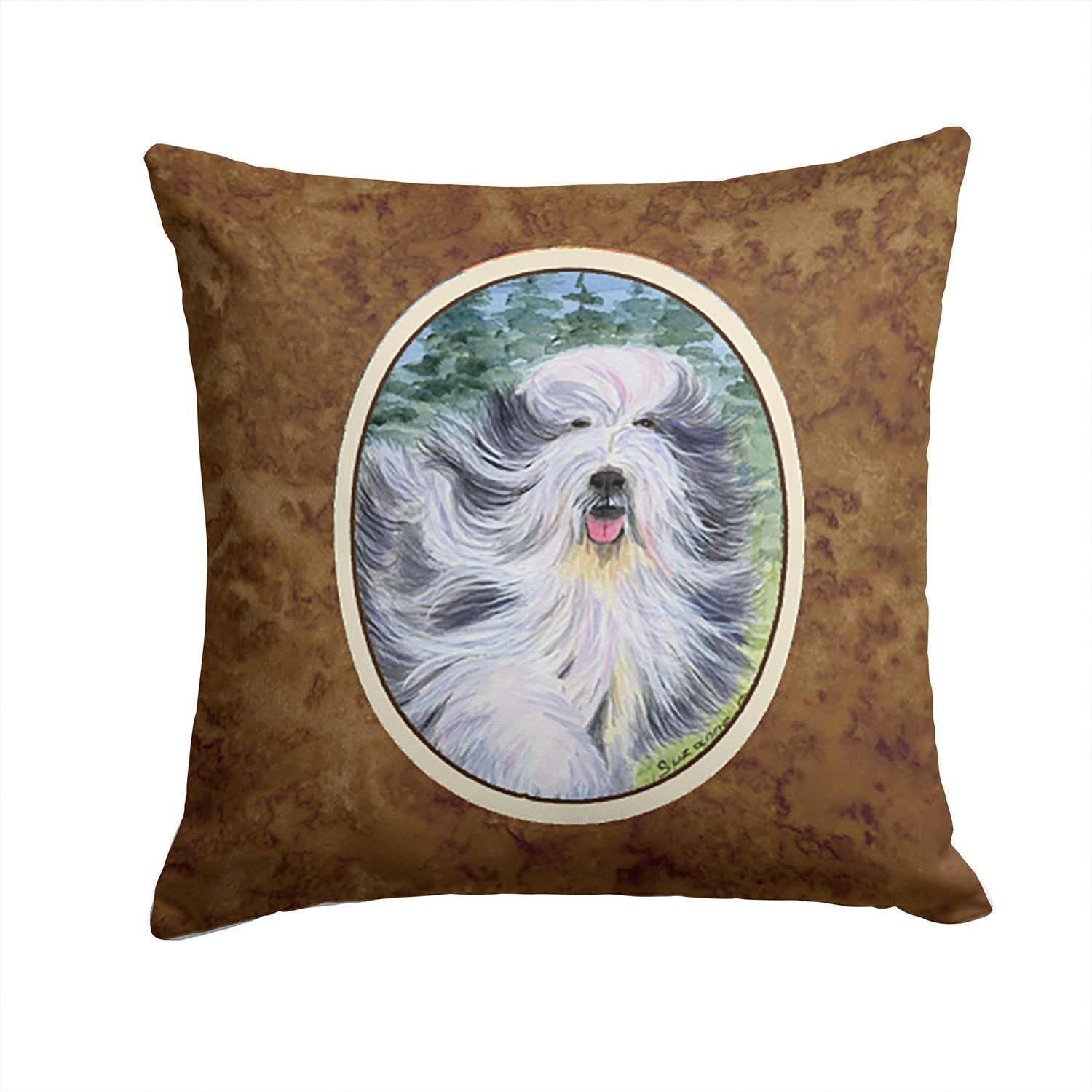 Bearded Collie Decorative Throw Pillow 14x14 Indoor Outdoor Accent Cushion, Fabric Cover with Insert for Sofa, Bed, Porch & Living Room
