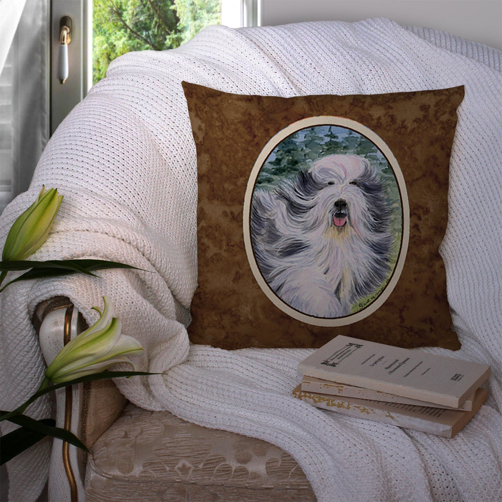 Bearded Collie Decorative Throw Pillow 14x14 Indoor Outdoor Accent Cushion, Fabric Cover with Insert for Sofa, Bed, Porch & Living Room