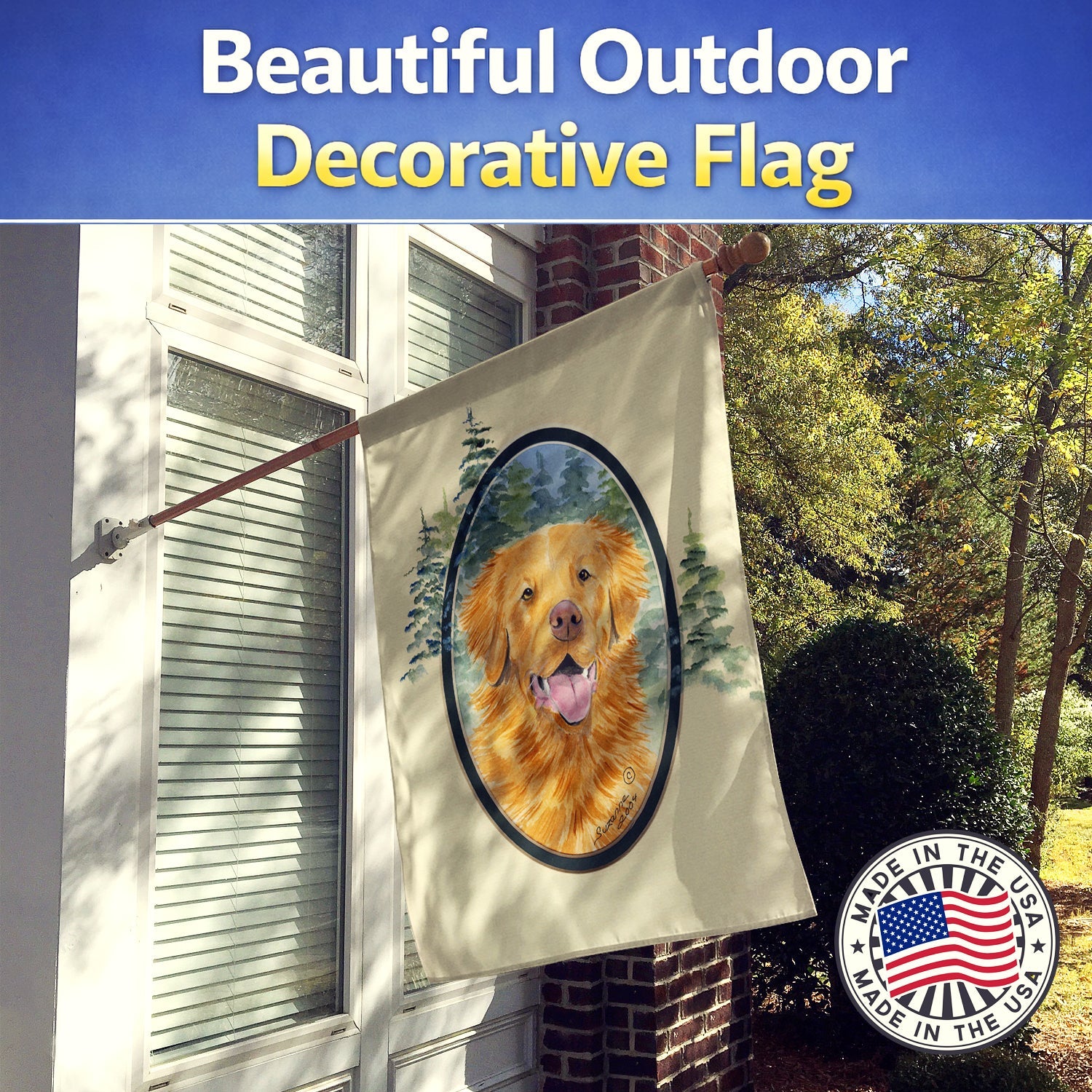 Nova Scotia Duck Toller House Flag 28x40 Porch Sleeve Pole Decorative Outside Yard Banner Artwork Wall Hanging, Polyester