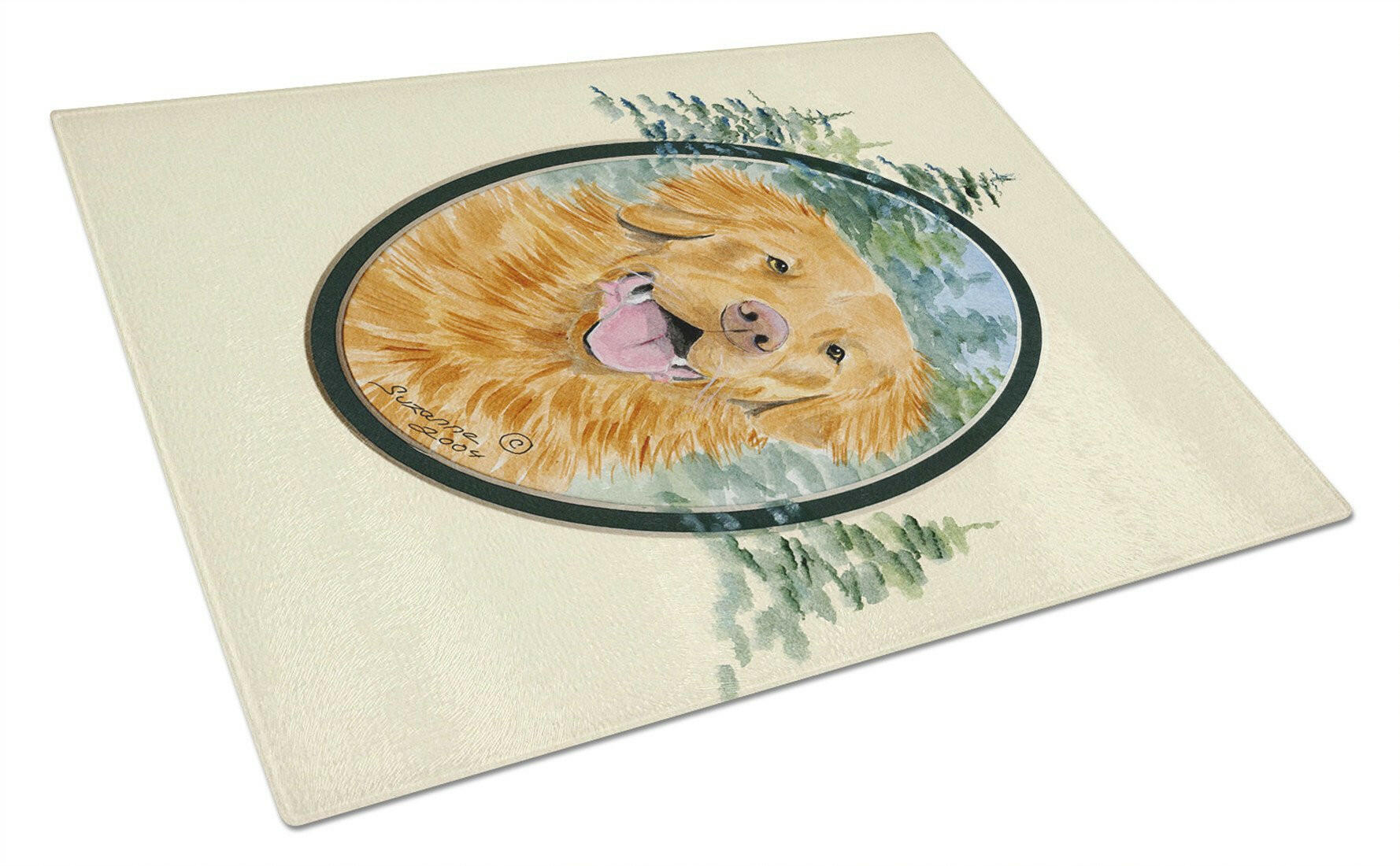 Nova Scotia Duck Toller Cutting Board Tempered Glass Kitchen Cutting Surface, Heat Resistant Chopping, Non-Slip Feet, Food Prep & Serving