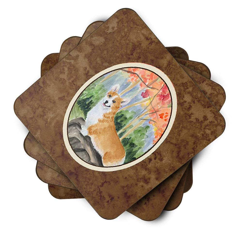 Corgi Foam Coasters Set of 4 Cup Coasters for Indoor Outdoor, Tabletop Protection, Anti Slip, Mouse pad Material