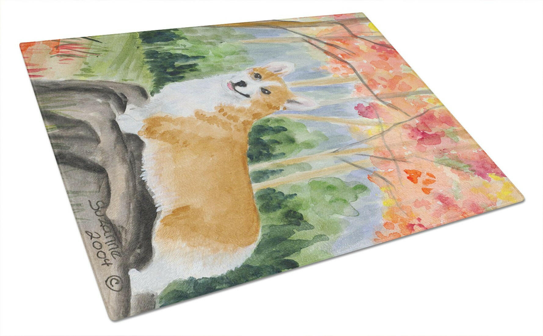 Corgi Cutting Board Tempered Glass Kitchen Cutting Surface, Heat Resistant Chopping, Non-Slip Feet, Food Prep & Serving