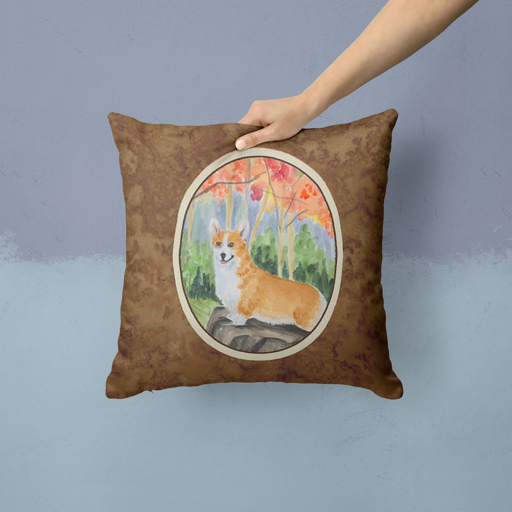 Corgi Decorative Throw Pillow 14x14 Indoor Outdoor Accent Cushion, Fabric Cover with Insert for Sofa, Bed, Porch & Living Room