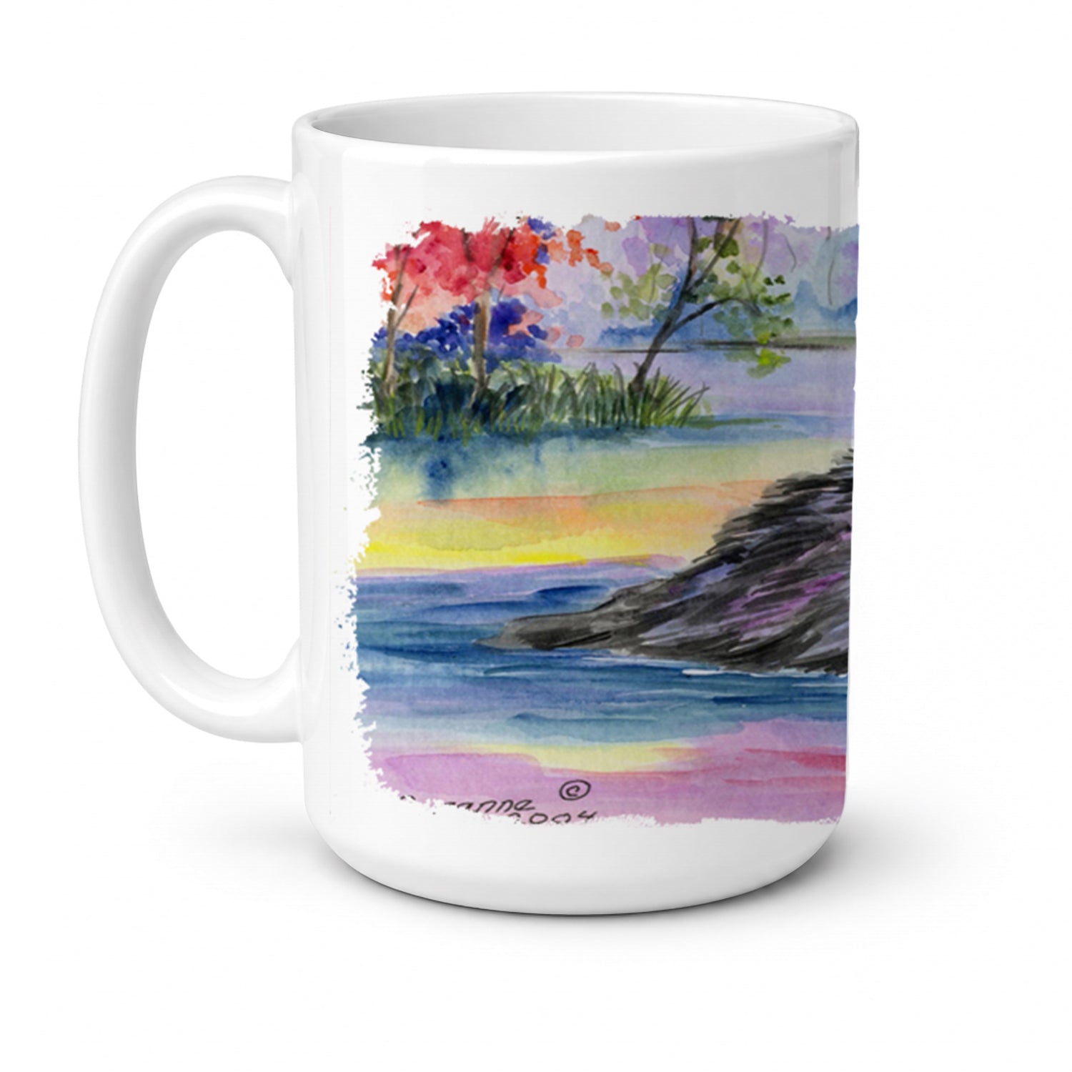 Newfoundland Ceramic Coffee Mug 15 oz Decorative Large C Handle Mug Cup for Tea, Cocoa Hot Chocolate