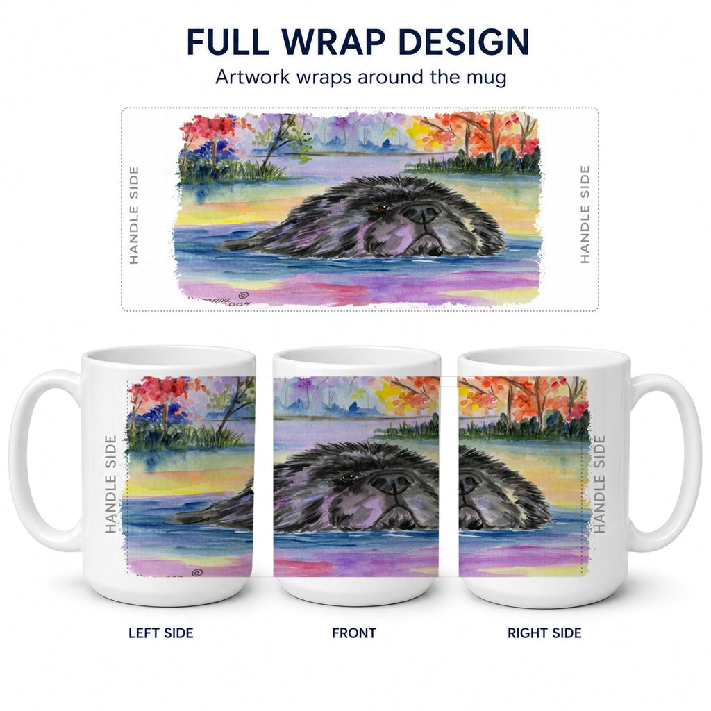 Newfoundland Ceramic Coffee Mug 15 oz Decorative Large C Handle Mug Cup for Tea, Cocoa Hot Chocolate