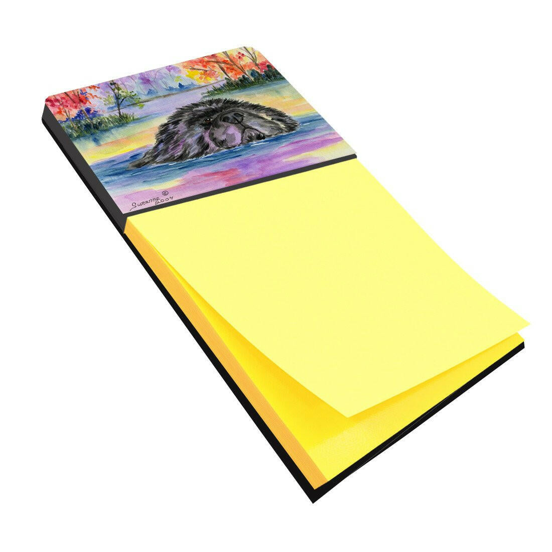 Newfoundland Watercolor Sticky Note Holder Refillable Dispenser Desk Accessory 3x3 Pad Gift