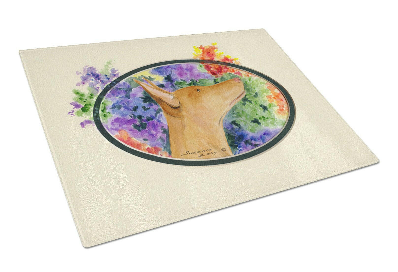 Pharaoh Hound Cutting Board Tempered Glass Kitchen Cutting Surface, Heat Resistant Chopping, Non-Slip Feet, Food Prep & Serving