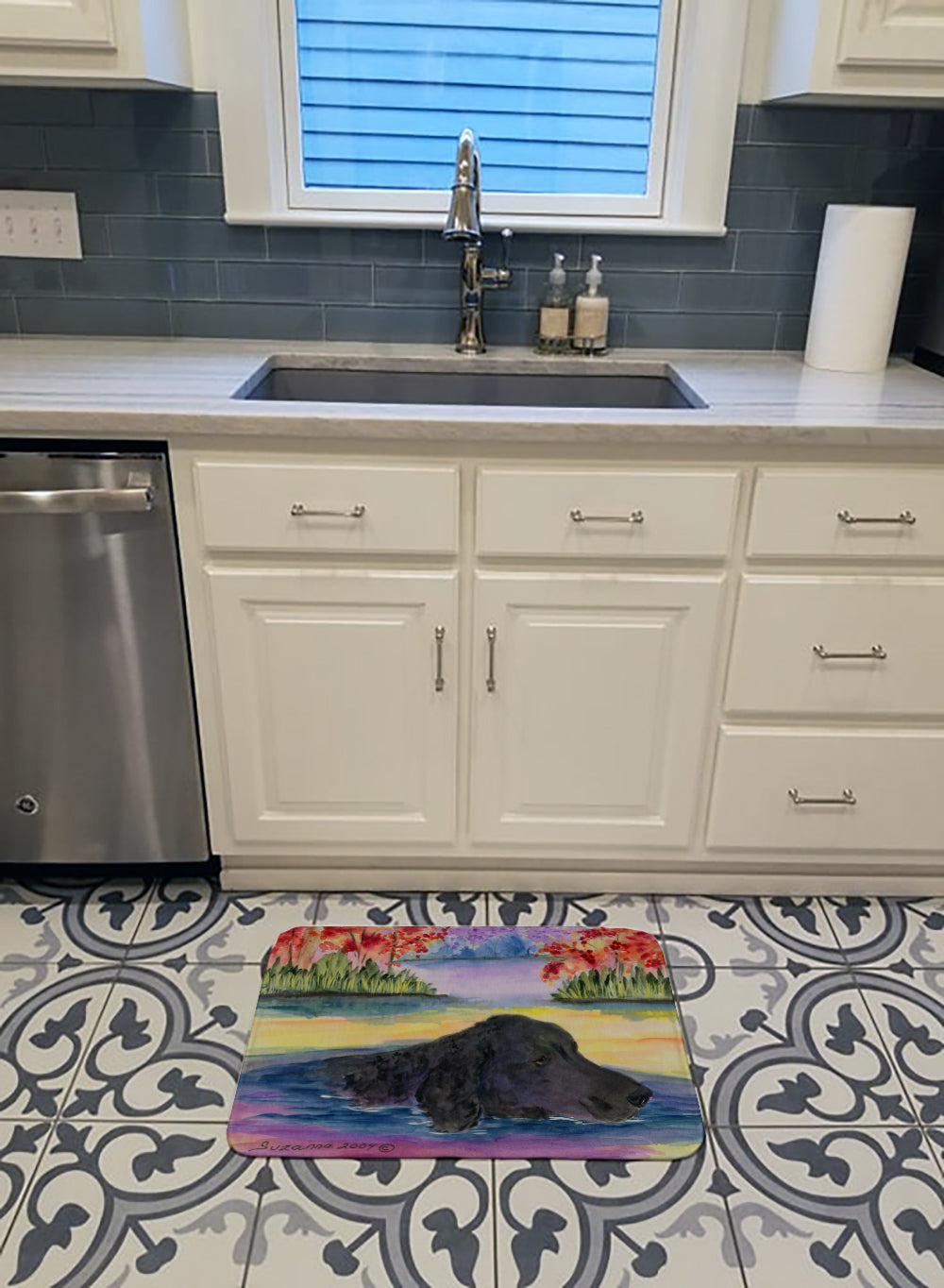 Curly Coated Retriever Memory Foam Kitchen Mat Machine Washable Anti-Fatigue Cushion Comfort Bath or Kitchen Rug