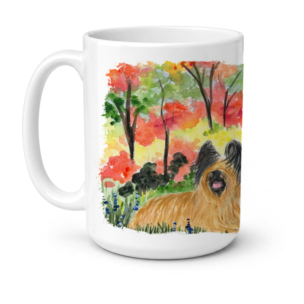 Briard Ceramic Coffee Mug 15 oz Decorative Large C Handle Mug Cup for Tea, Cocoa Hot Chocolate