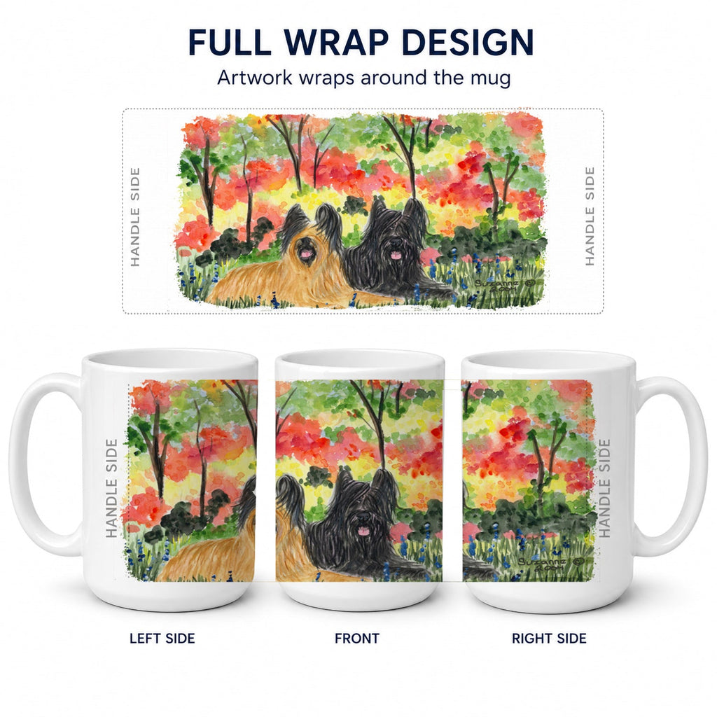 Briard Ceramic Coffee Mug 15 oz Decorative Large C Handle Mug Cup for Tea, Cocoa Hot Chocolate