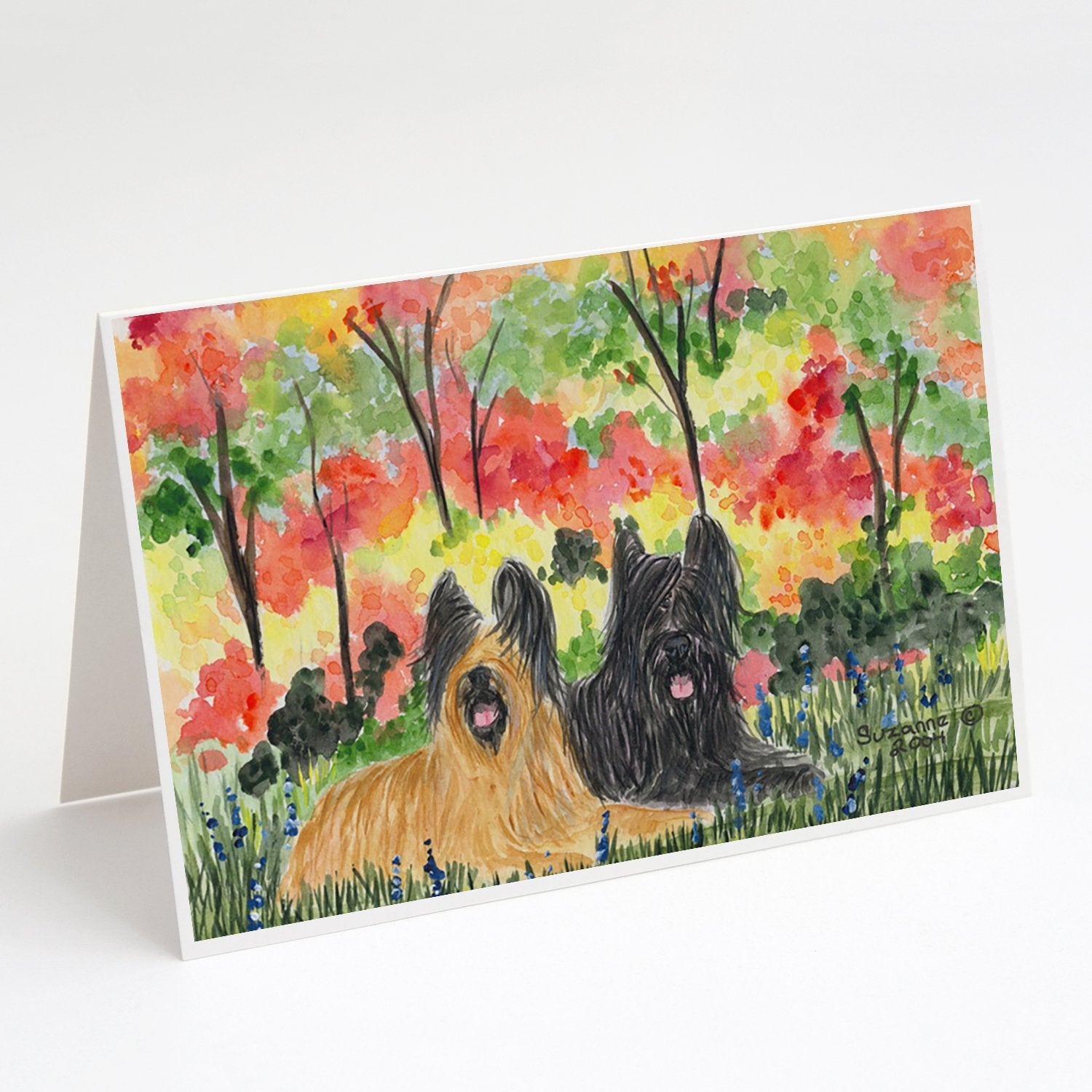 Briard Greeting Cards Pack of 8 Blank Cards with Envelopes Whimsical A7 Size 5x7