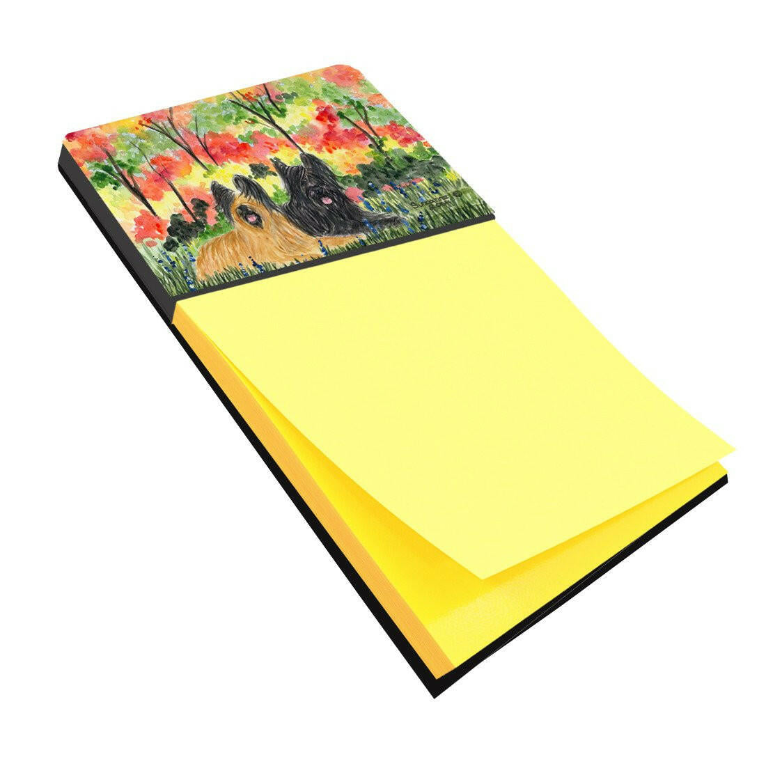Briard Watercolor Sticky Note Holder Refillable Dispenser Desk Accessory 3x3 Pad Gift