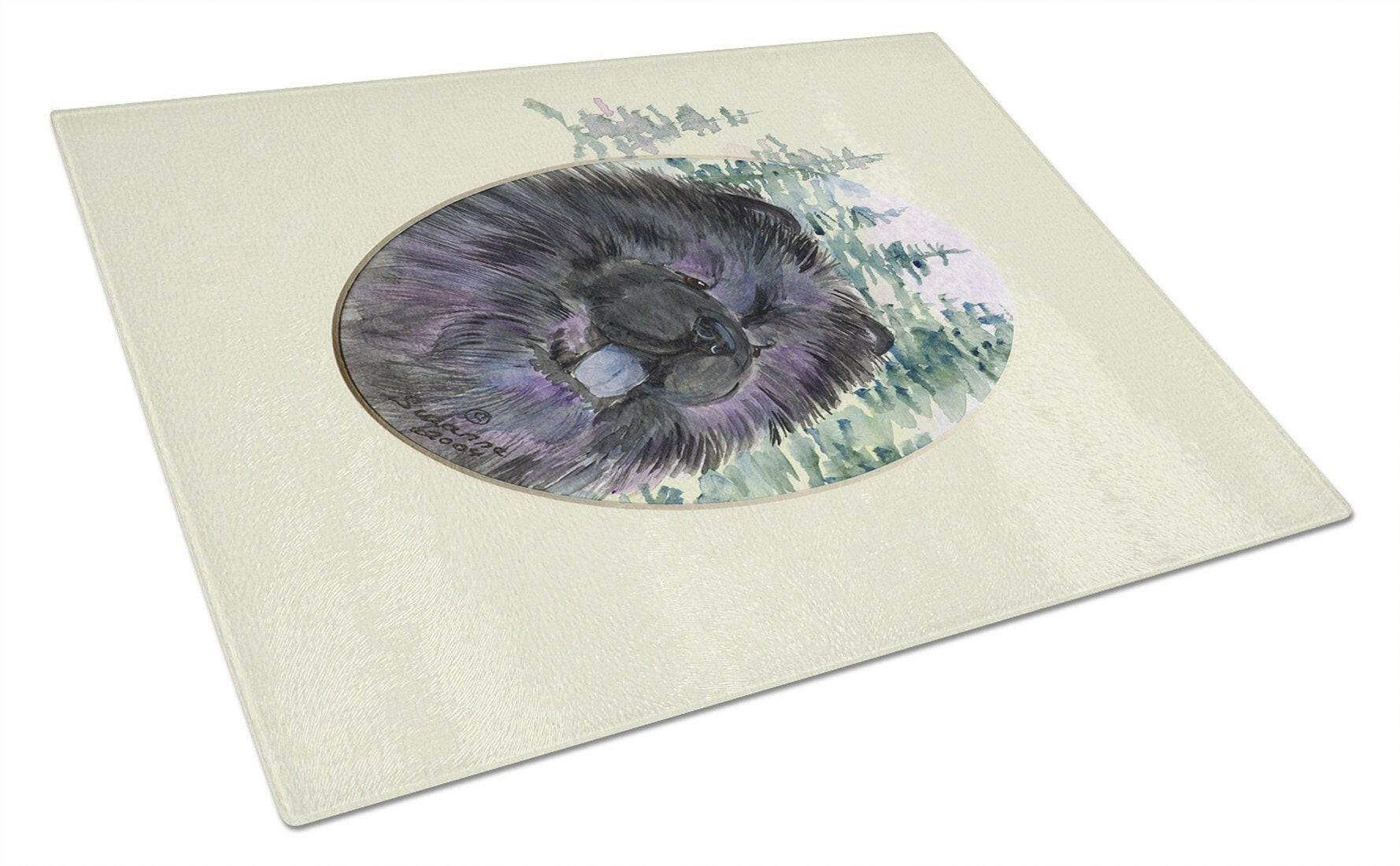 Chow Chow Cutting Board Tempered Glass Kitchen Cutting Surface, Heat Resistant Chopping, Non-Slip Feet, Food Prep & Serving
