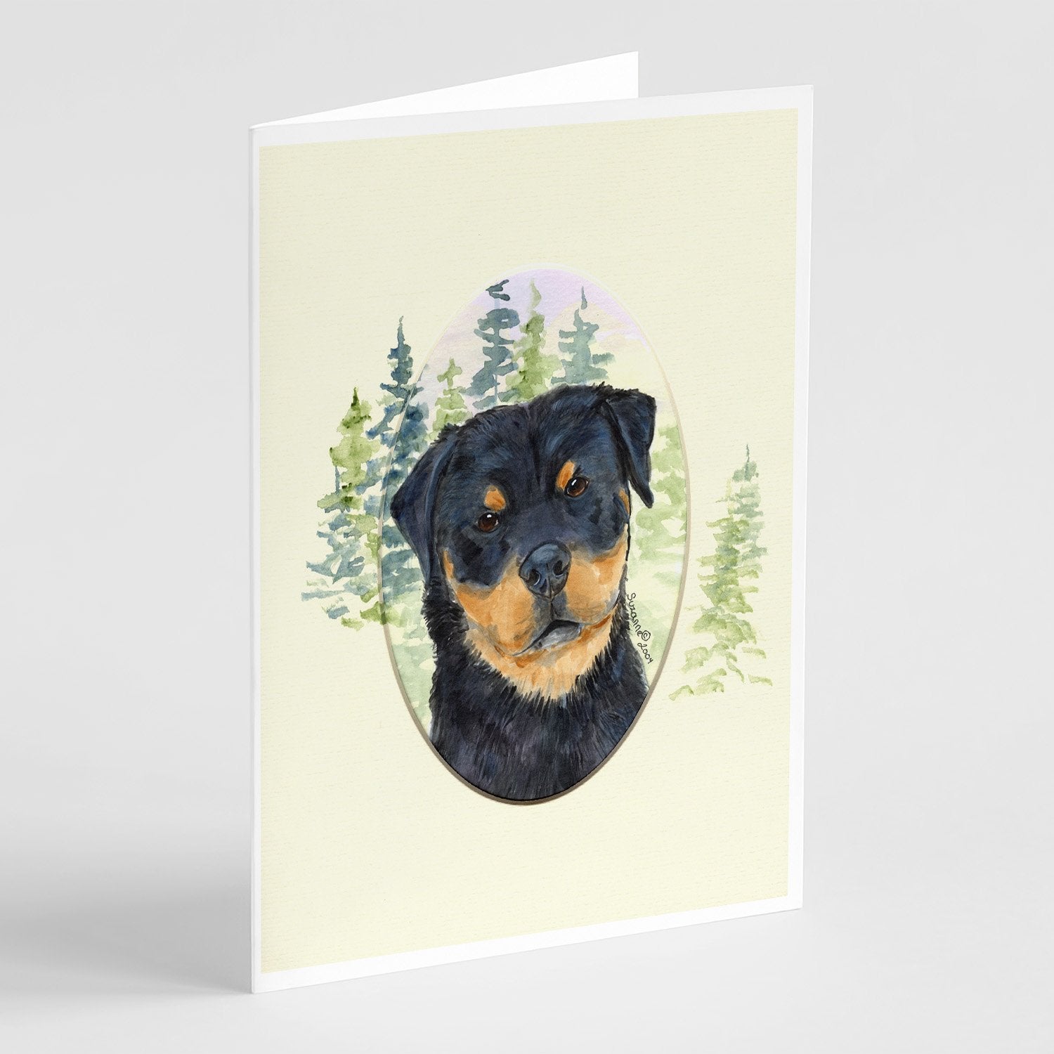 Rottweiler Greeting Cards Pack of 8 Blank Cards with Envelopes Whimsical A7 Size 5x7
