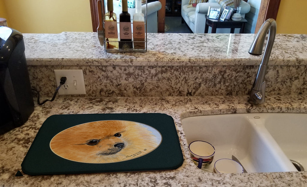 Pomeranian Dish Drying Mat Absorbent Dish Drying Mat Pad for Kitchen Counter Dish Drainer Mat for Countertop, 14 x 21", Multicolor