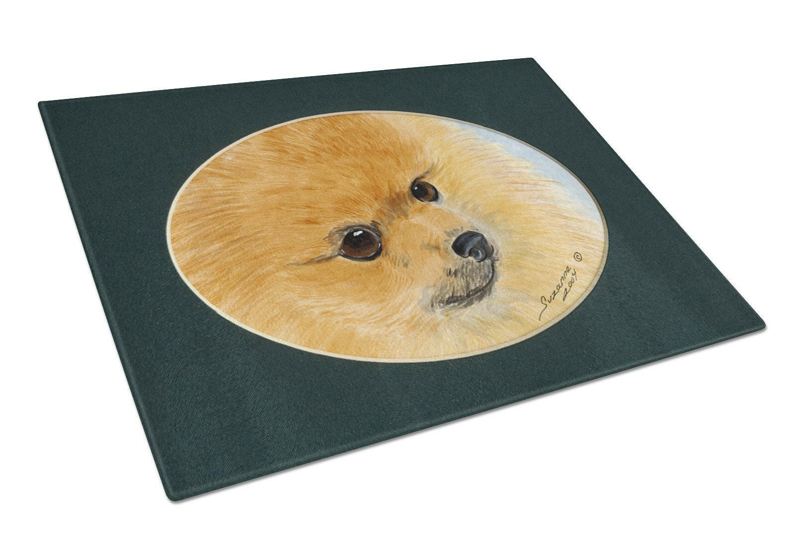 Pomeranian Cutting Board Tempered Glass Kitchen Cutting Surface, Heat Resistant Chopping, Non-Slip Feet, Food Prep & Serving