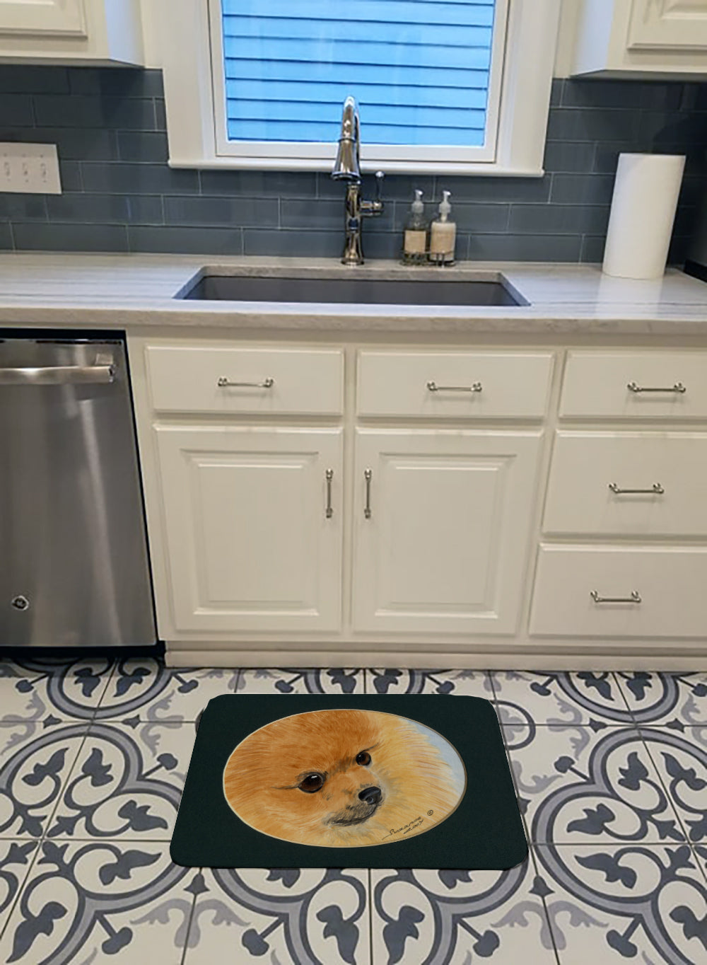Pomeranian Memory Foam Kitchen Mat Machine Washable Anti-Fatigue Cushion Comfort Bath or Kitchen Rug