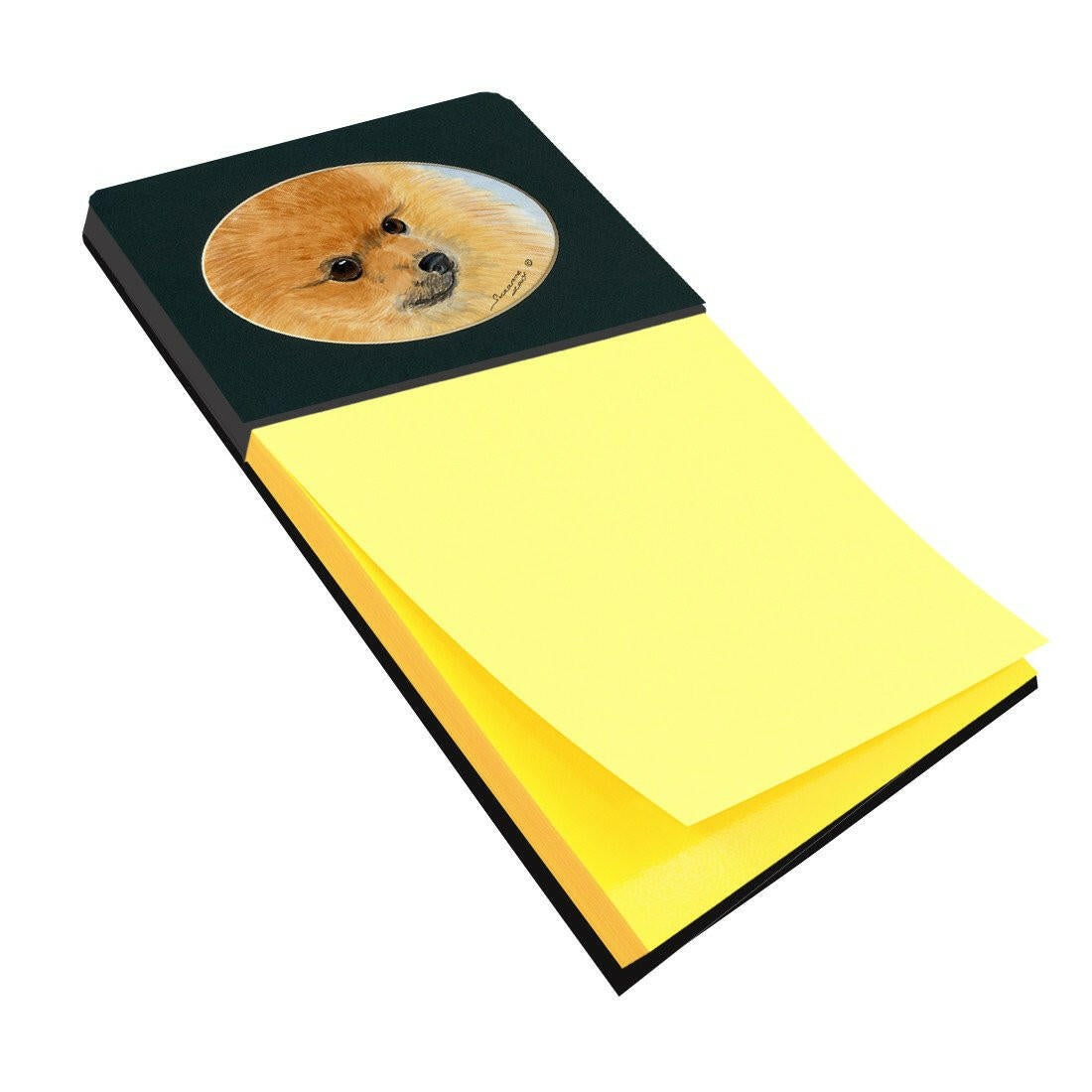 Pomeranian Watercolor Sticky Note Holder Refillable Dispenser Desk Accessory 3x3 Pad Gift