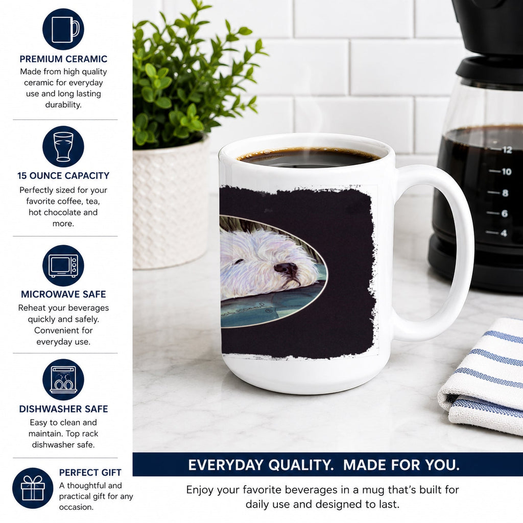 Westie Ceramic Coffee Mug 15 oz Decorative Large C Handle Mug Cup for Tea, Cocoa Hot Chocolate