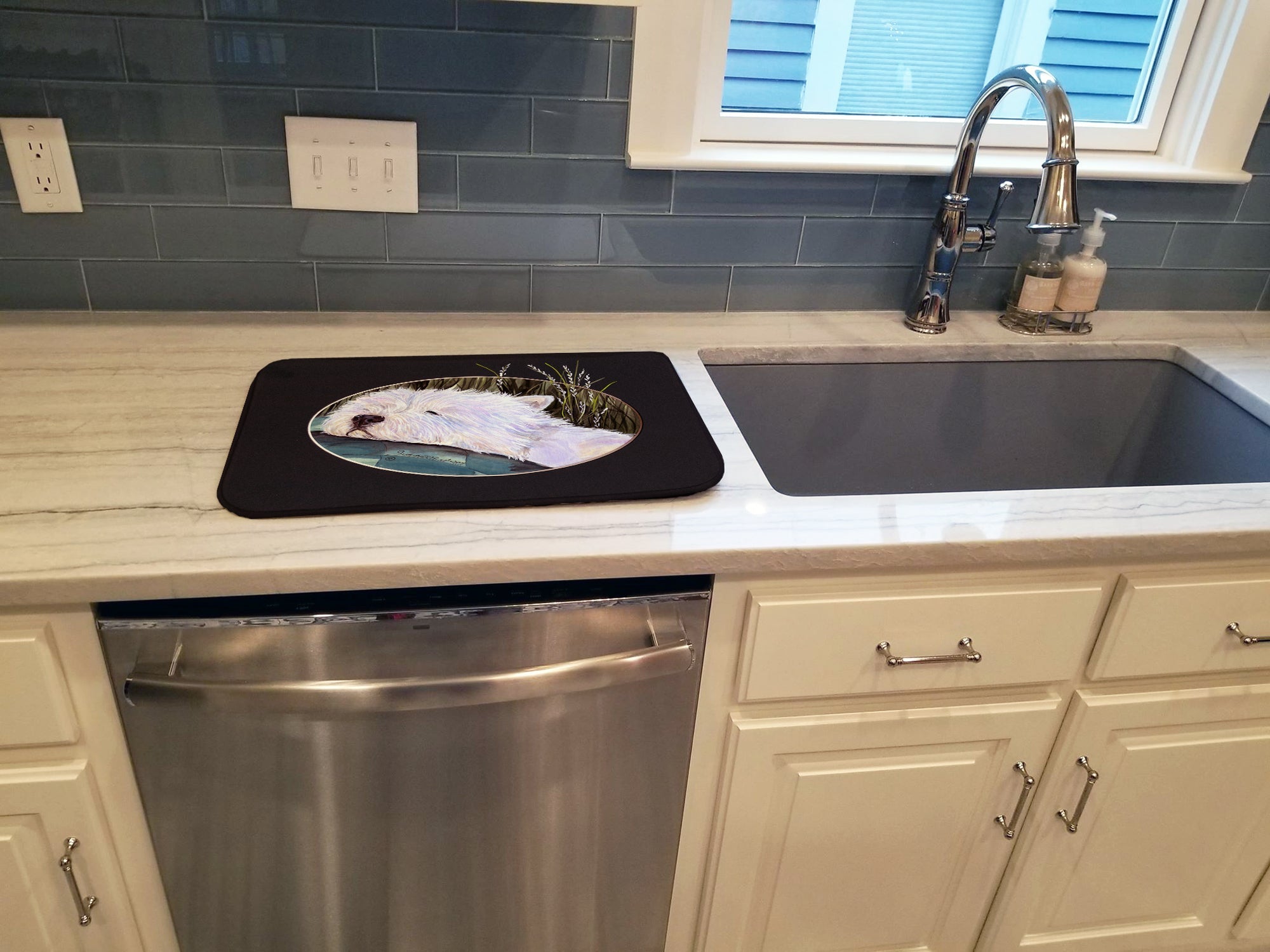 Westie Dish Drying Mat Absorbent Dish Drying Mat Pad for Kitchen Counter Dish Drainer Mat for Countertop, 14 x 21", Multicolor