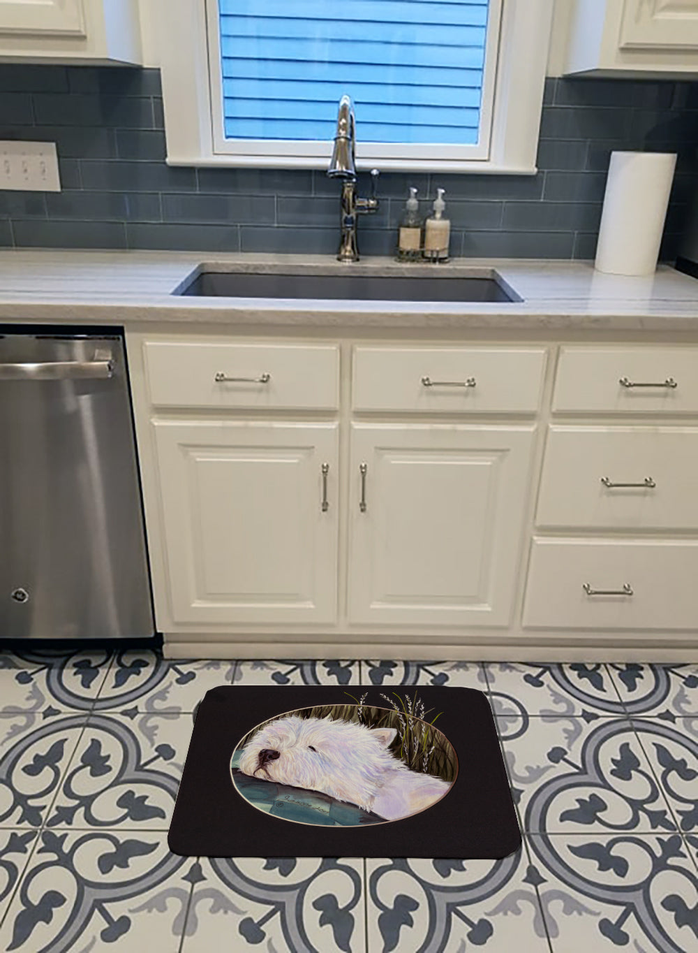 Westie Memory Foam Kitchen Mat Machine Washable Anti-Fatigue Cushion Comfort Bath or Kitchen Rug