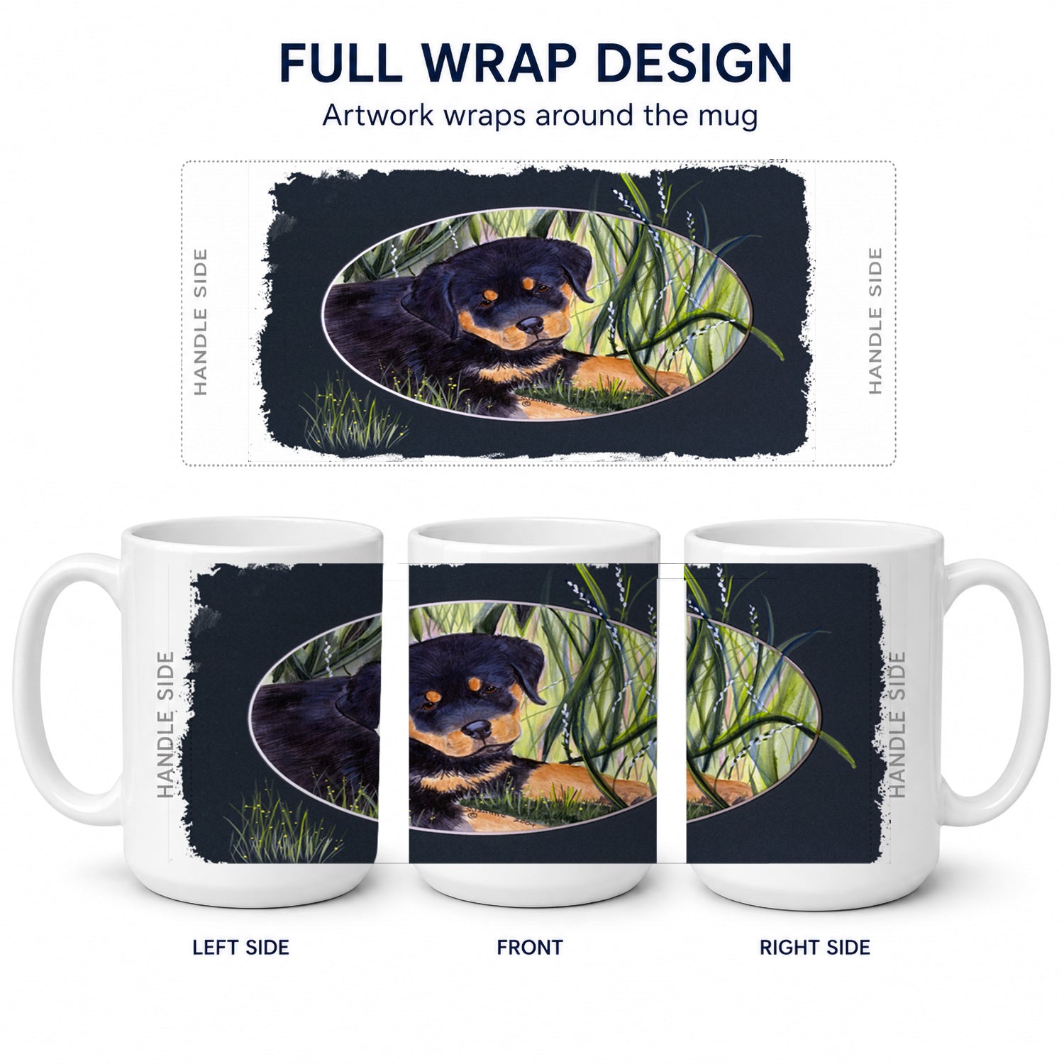 Rottweiler Ceramic Coffee Mug 15 oz Decorative Large C Handle Mug Cup for Tea, Cocoa Hot Chocolate