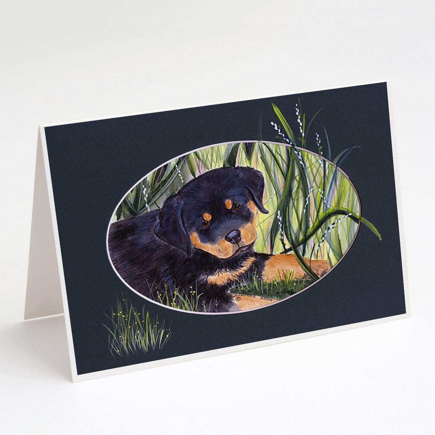 Rottweiler Greeting Cards Pack of 8 Blank Cards with Envelopes Whimsical A7 Size 5x7
