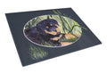 Rottweiler Cutting Board Tempered Glass Kitchen Cutting Surface, Heat Resistant Chopping, Non-Slip Feet, Food Prep & Serving