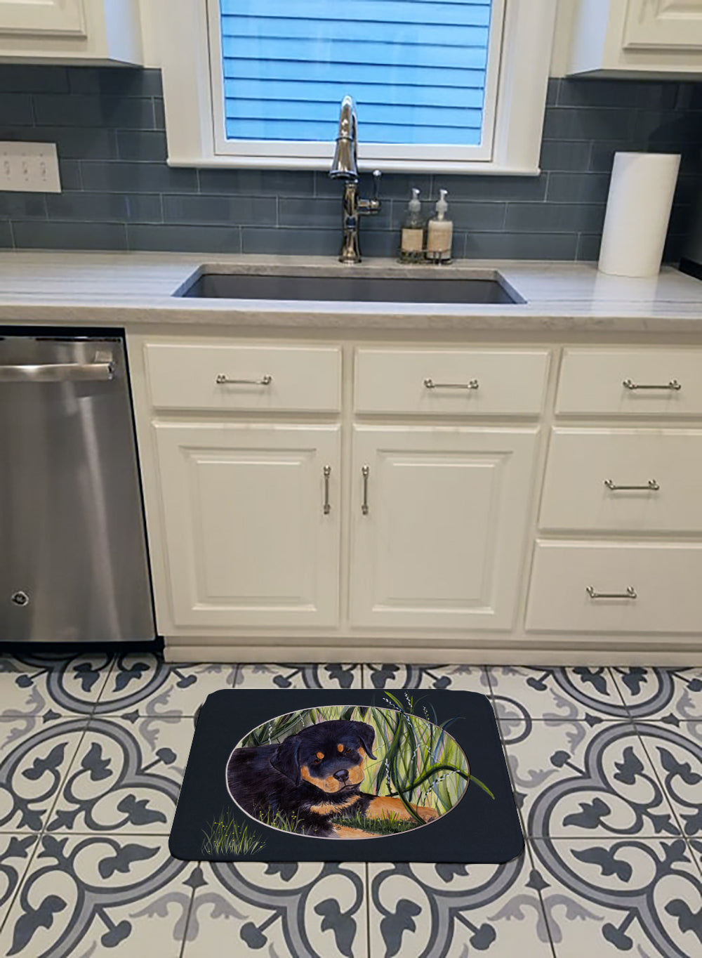 Rottweiler Memory Foam Kitchen Mat Machine Washable Anti-Fatigue Cushion Comfort Bath or Kitchen Rug
