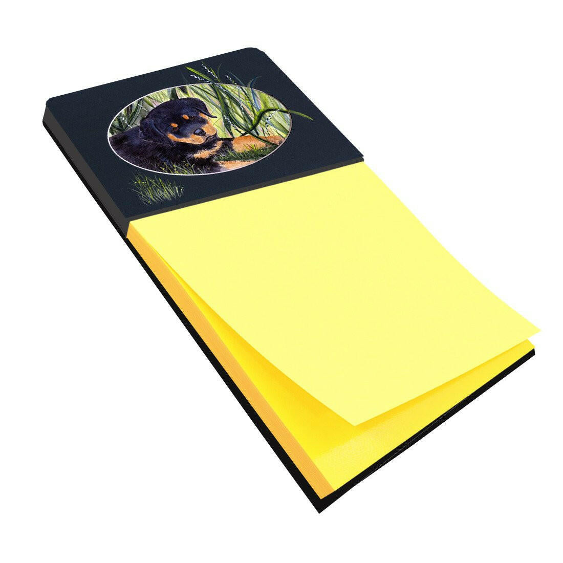 Rottweiler Watercolor Sticky Note Holder Refillable Dispenser Desk Accessory 3x3 Pad Gift
