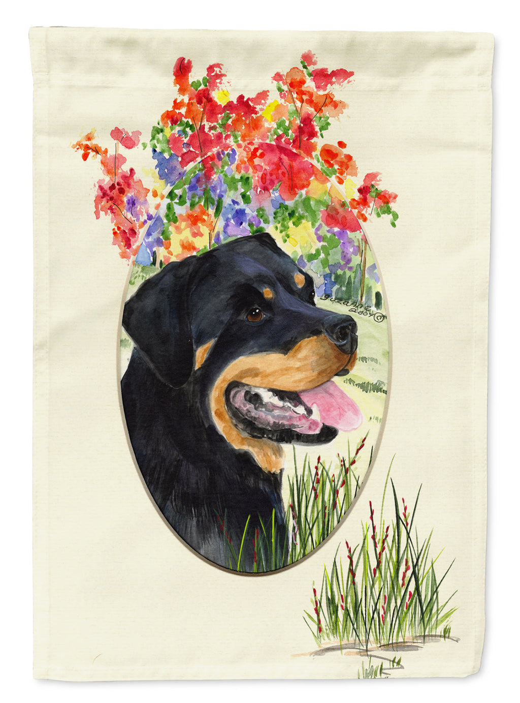 Rottweiler House Flag 28x40 Porch Sleeve Pole Decorative Outside Yard Banner Artwork Wall Hanging, Polyester