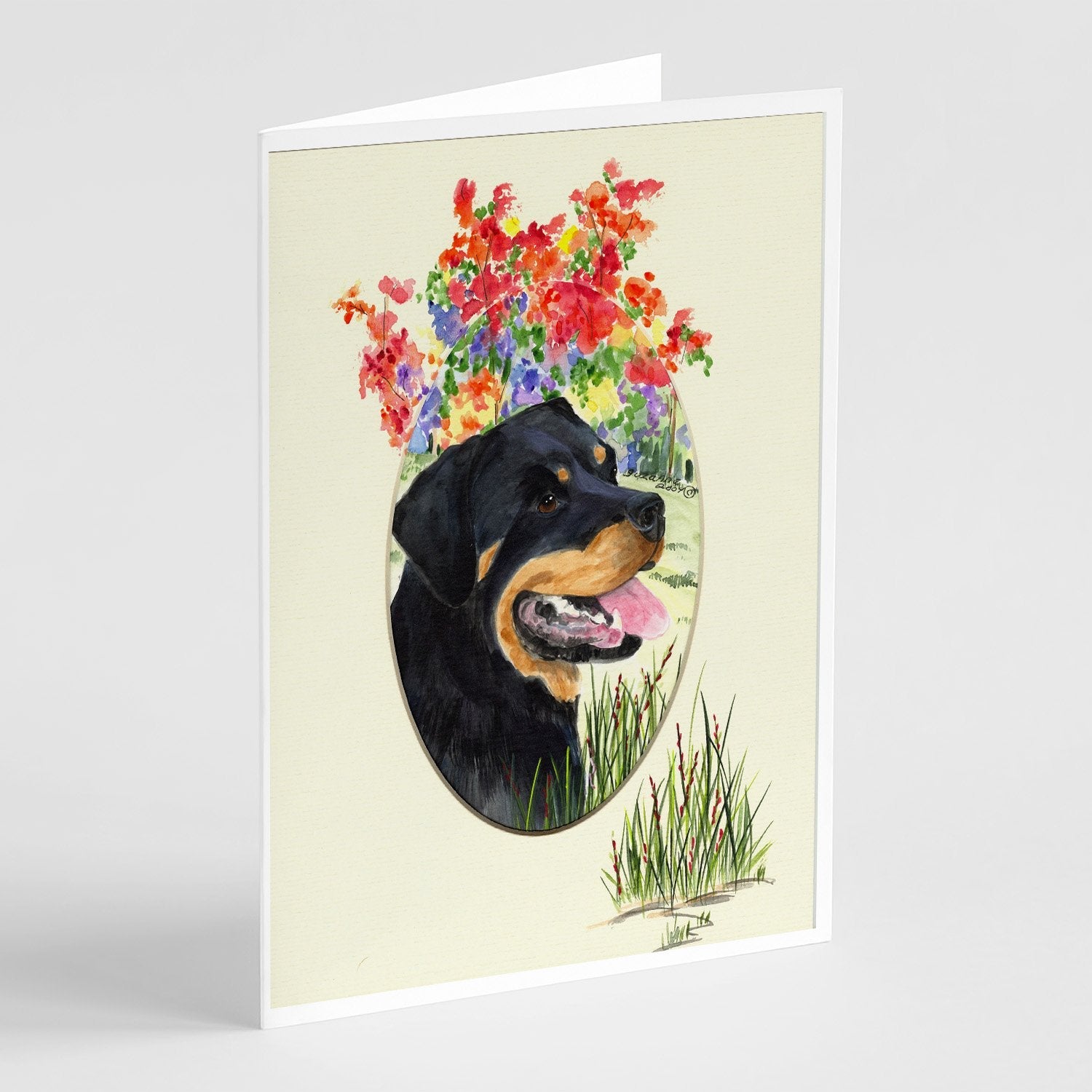 Rottweiler Greeting Cards Pack of 8 Blank Cards with Envelopes Whimsical A7 Size 5x7