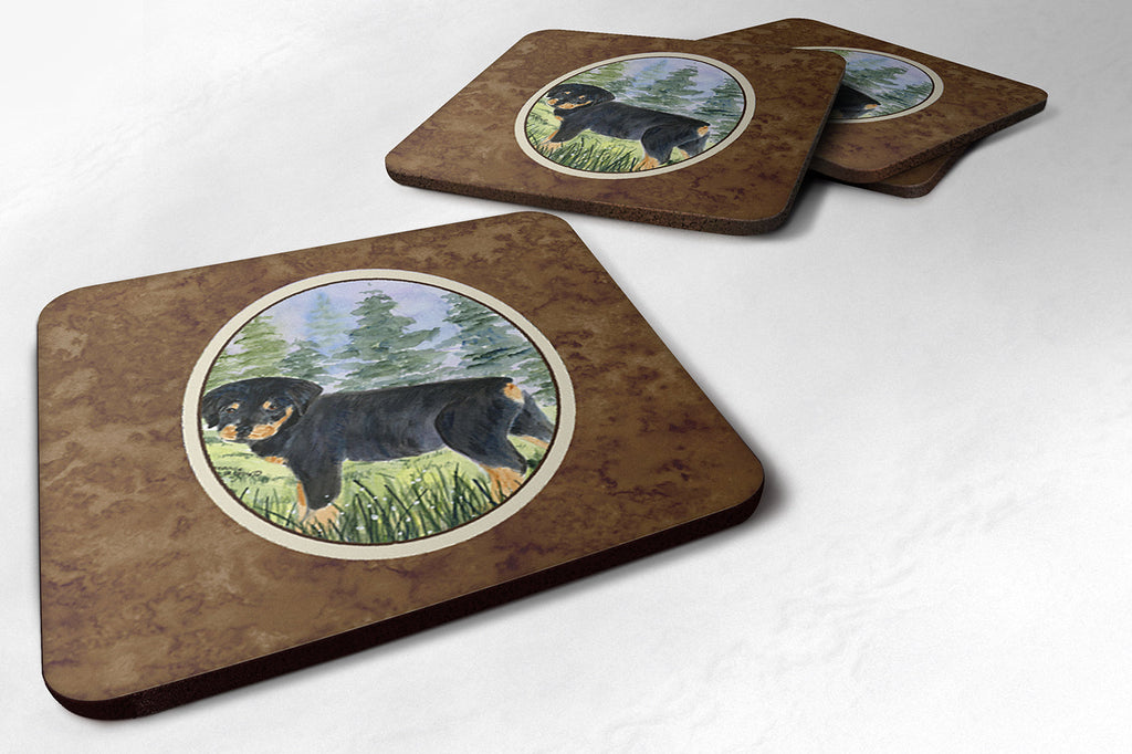 Rottweiler Foam Coasters Set of 4 Cup Coasters for Indoor Outdoor, Tabletop Protection, Anti Slip, Mouse pad Material
