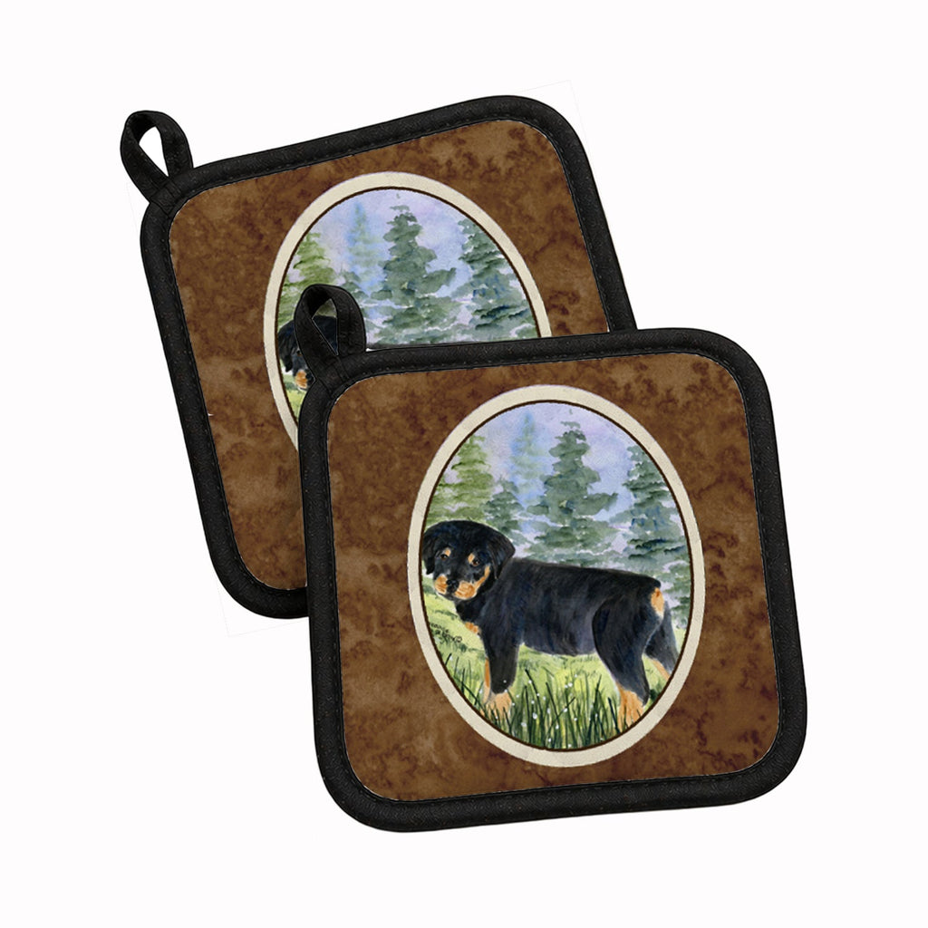 Rottweiler Pot Holder Set of 2 Heat Resistant Quilted Hot Pads 7.5 x 7.5 Inch, Insulated Kitchen Trivets for Cooking & Baking