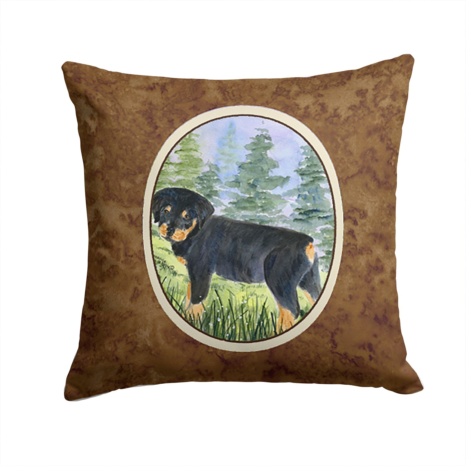 Rottweiler Decorative Throw Pillow 14x14 Indoor Outdoor Accent Cushion, Fabric Cover with Insert for Sofa, Bed, Porch & Living Room