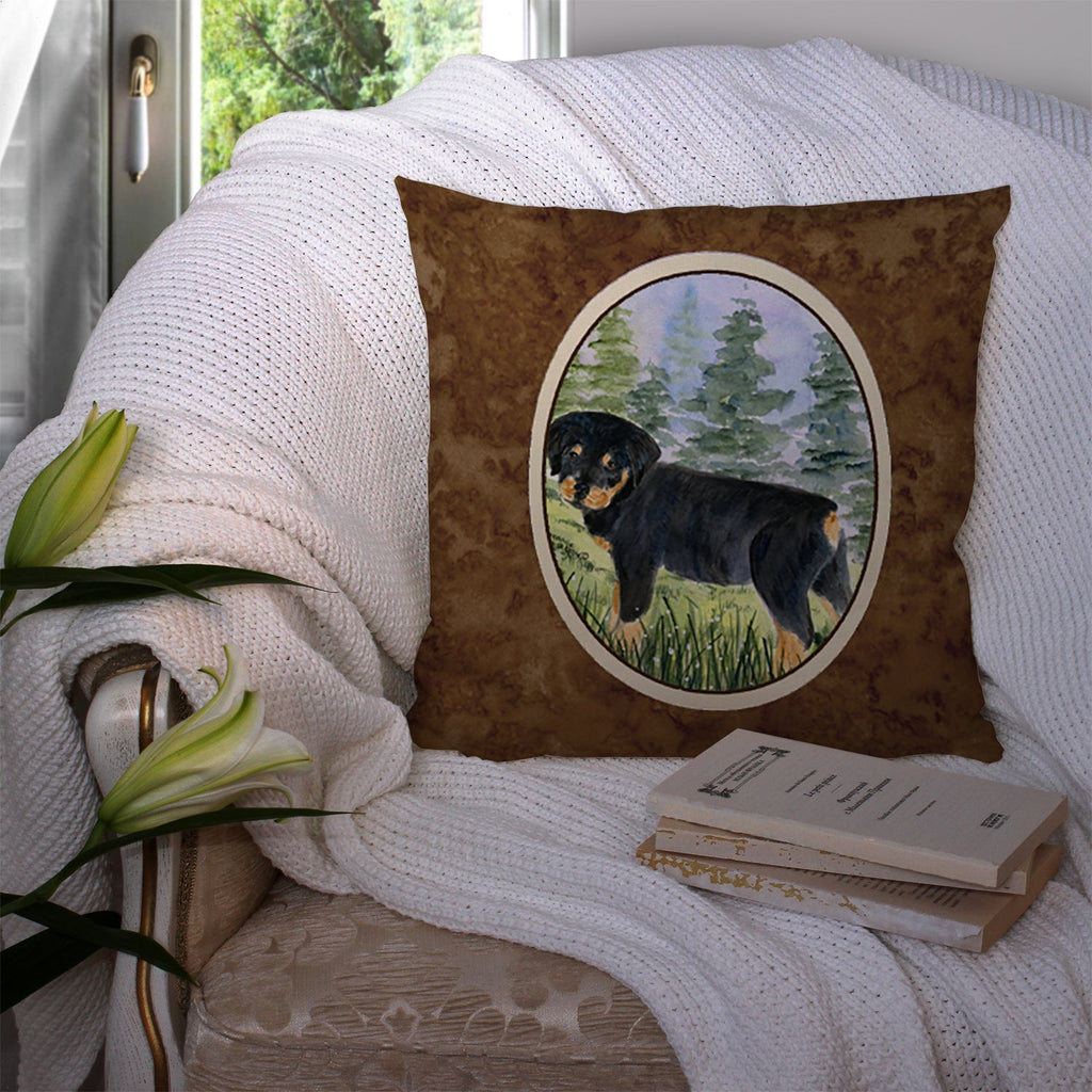 Rottweiler Decorative Throw Pillow 14x14 Indoor Outdoor Accent Cushion, Fabric Cover with Insert for Sofa, Bed, Porch & Living Room