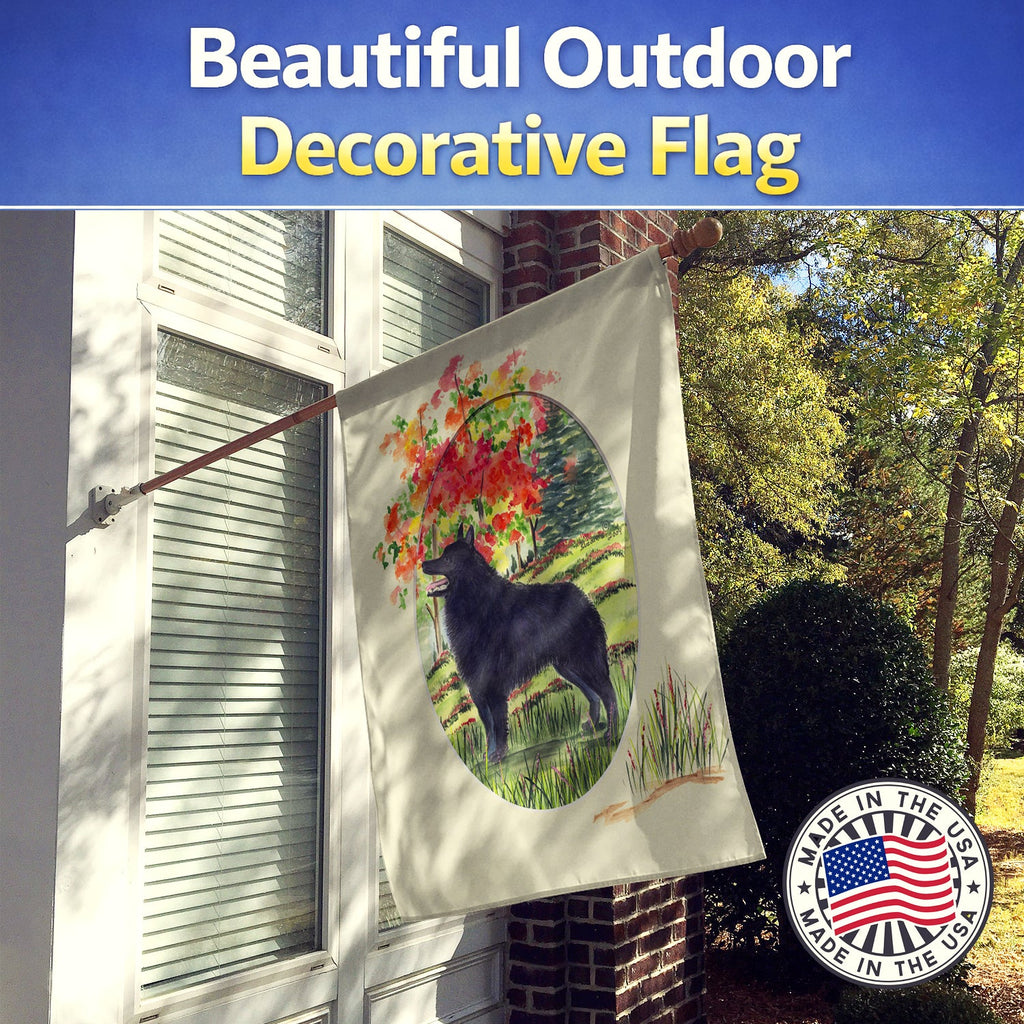 Schipperke House Flag 28x40 Porch Sleeve Pole Decorative Outside Yard Banner Artwork Wall Hanging, Polyester