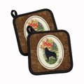 Schipperke Pot Holder Set of 2 Heat Resistant Quilted Hot Pads 7.5 x 7.5 Inch, Insulated Kitchen Trivets for Cooking & Baking