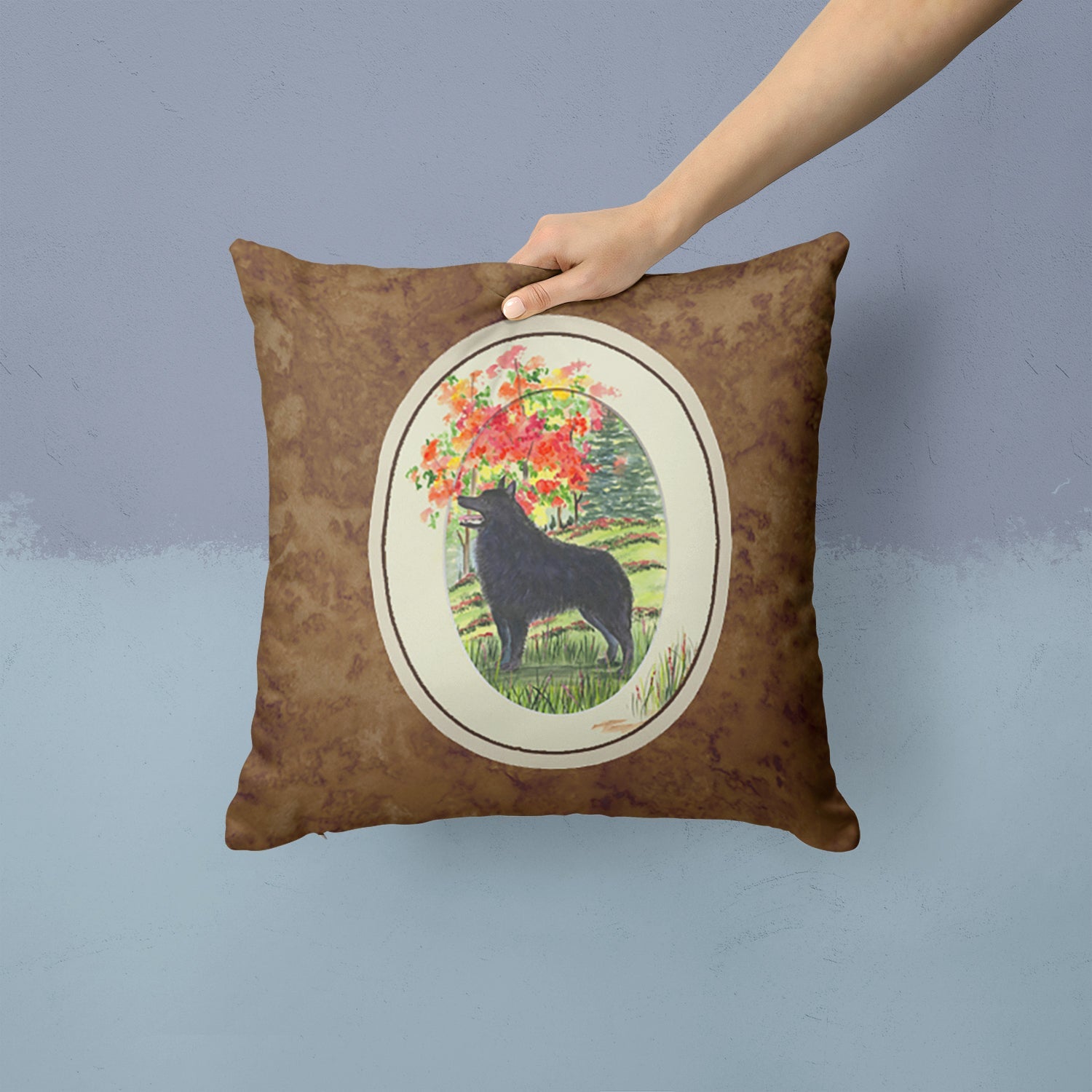 Schipperke Decorative Throw Pillow 14x14 Indoor Outdoor Accent Cushion, Fabric Cover with Insert for Sofa, Bed, Porch & Living Room