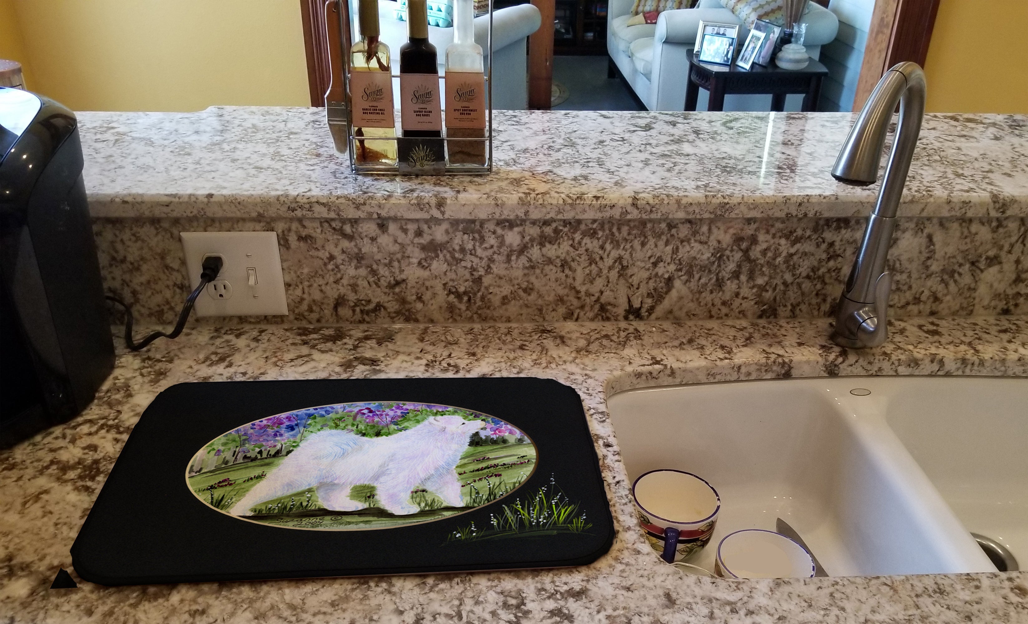 Samoyed Dish Drying Mat Absorbent Dish Drying Mat Pad for Kitchen Counter Dish Drainer Mat for Countertop, 14 x 21", Multicolor