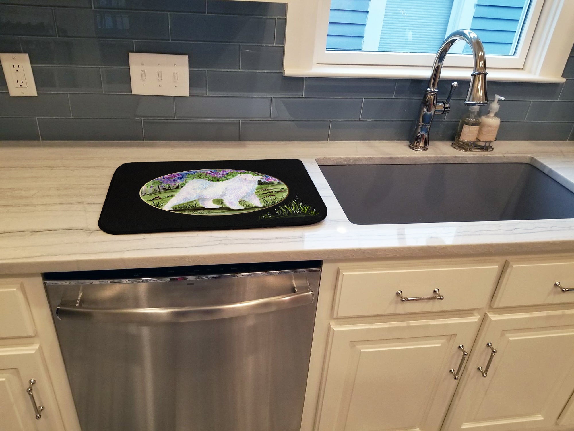 Samoyed Dish Drying Mat Absorbent Dish Drying Mat Pad for Kitchen Counter Dish Drainer Mat for Countertop, 14 x 21", Multicolor