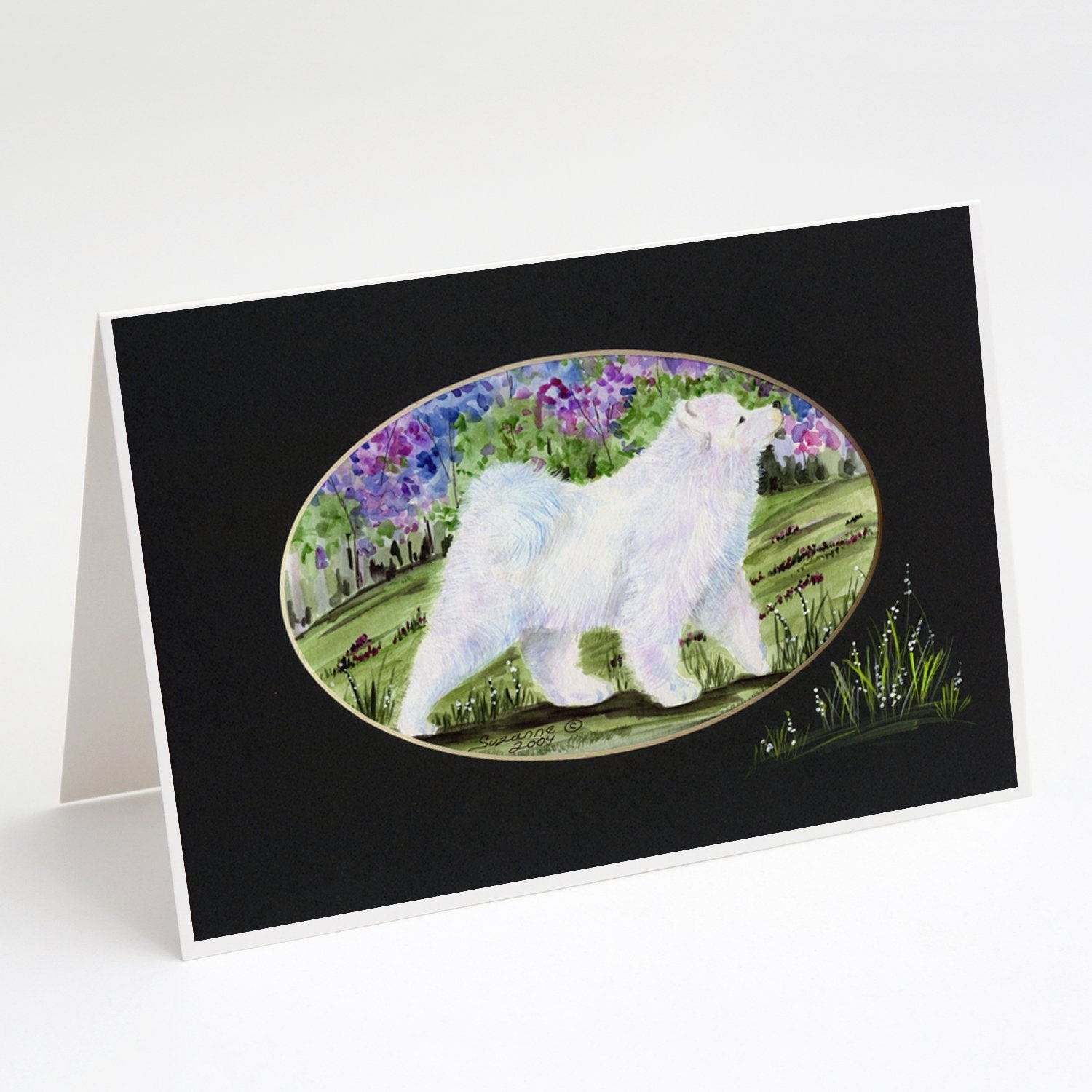 Samoyed Greeting Cards Pack of 8 Blank Cards with Envelopes Whimsical A7 Size 5x7
