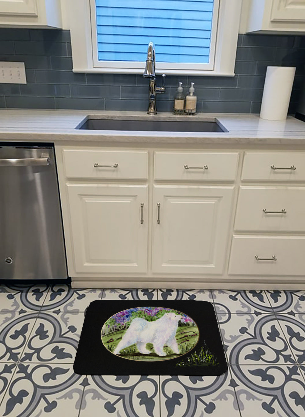 Samoyed Memory Foam Kitchen Mat Machine Washable Anti-Fatigue Cushion Comfort Bath or Kitchen Rug