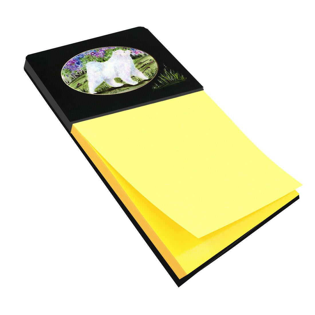 Samoyed Watercolor Sticky Note Holder Refillable Dispenser Desk Accessory 3x3 Pad Gift